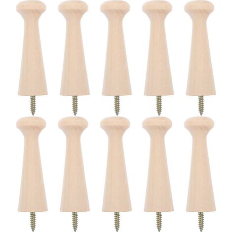 10 Stück verschraubbare Shaker-Knöpfe aus Holz zum Aufhängen an der Wand, Hakenknopfleiste aus Holz