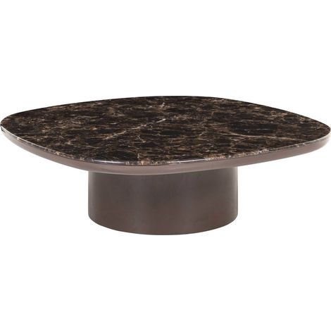 Table basse ronde brun chocolat effet minéral - brun chocolat (1/5)