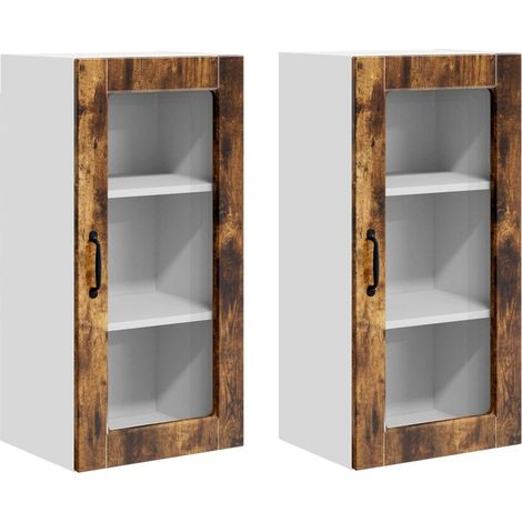 Maison Exclusive - Mobile in vetro da parete LUCCA 2 pz Rovere Fumo (1/5)