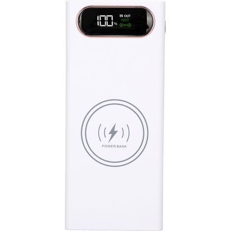 Batterie externe L16 DIY pour batteries 18650, charge rapide 22,5 W et charge sans fil 15 W, 2 ports USB, écran LCD, blanc (1/5)