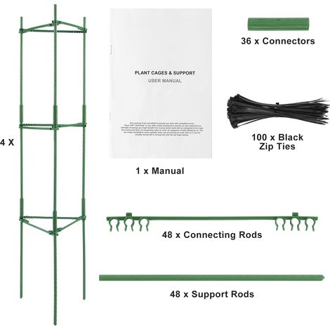 Mophorn Gabbie per Pomodori da Giardino 4 Pacchetti, Gabbia Sostegno per Pomodori 160cm, Gabbia Supporto per Piante Alte Impilabile, Aiuole Rialzate, Verdure, Fiori Piante Rampicanti, Giardino, Orto (1/5)