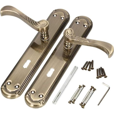 Kotarbau – Poignée de porte d'intérieur 72 mm – Métal nickelé – Installation universelle pour portes gauche/droite – Sécurité renforcée