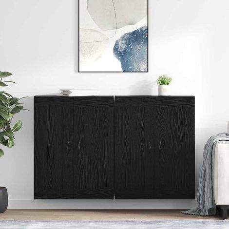 Wandmontierter Schrank 2 pcs Schwarz Eichen-Optik Holzwerkstoff (1/5)