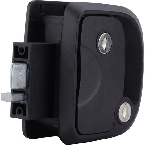 Verrou de porte camping-car en alliage de zinc, noir, revêtement poudre, 2 clés, pour grands véhicules (1/5)