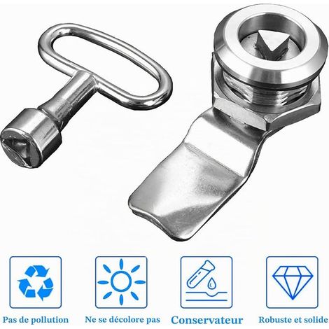 mailbox lock with gas electric meter key with triangular key, threaded cam lock, box for mailbox, cabinet, drawer, furniture (1/4)