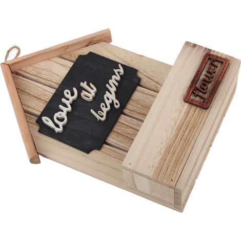 Pot de Fleurs Suspendu - Pot en Bois Décoratif pour Succulentes et Cactus - Panier Fleurs Mur Simple - Naturel Burlywood - 29x20.5cm (1/5)
