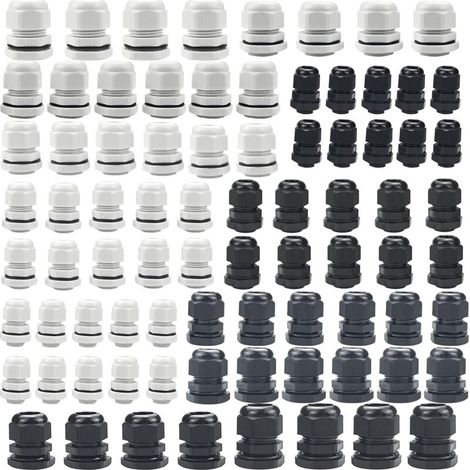 Lot De 80 Presse Étoupes,Ip68 Presse Etoupe Etanche PG7/PG9/PG11/PG13.5/PG16/PG19 Passe Câble Étanche Pour Boîte De Dérivation, Boîte De Distribution, Boîte à Fusibles En Saillie, Répartiteur Mural (1/4)