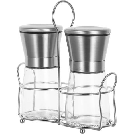 Moulin à poivre manuel, inox et verre, mouture réglable (1/5)
