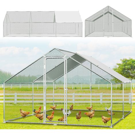 TolleTour Gallinero 3×6×2 m – Recinto para animales pequeños, pajarera exterior, gallinero de acero galvanizado con puerta