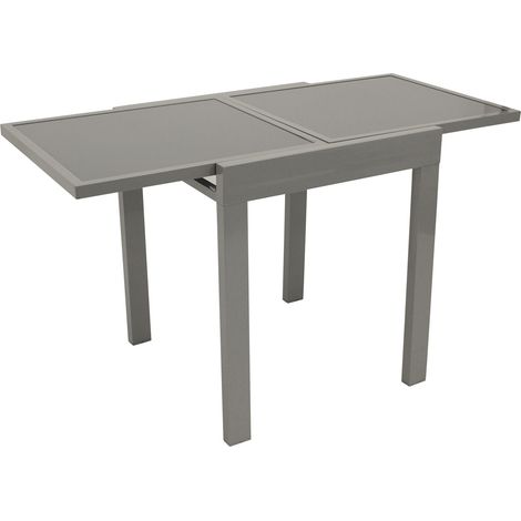 Balkon-Ausziehtisch AMALFI 65/130x65cm, Aluminium + Glas