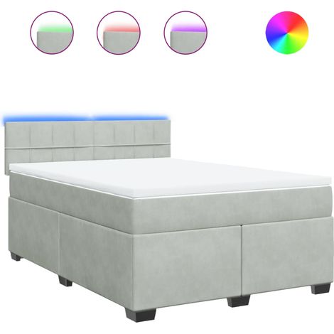Maison Exclusive - Giroletto a Molle con Materasso Grigio Chiaro 160x200cm Velluto