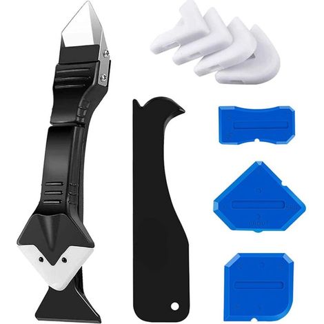 3 en 1 Kit de Calfeutrage en Silicone, Outils de L'enlève Joint, kit de Lisseur de joints Silicone avec Tête en Acier Inoxydable, pour Évier de Fenêtre Cuisine Salle de Bain (1/4)