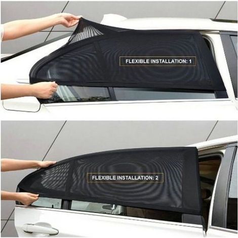 Parasole, parasole in tessuto a rete per finestrini laterali posteriori, 2 pezzi, protezione UV, parasole per auto nero - Tipo Black-A (1/4)