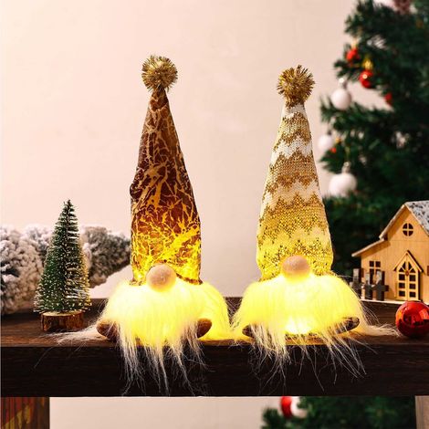 Veilleuse No-Face - Veilleuse à Piles LR44 - Décoration de Noël et Automne - Ornement en Tissu - 6,5 x 6 x 23 cm - 1 Pièce (1/5)