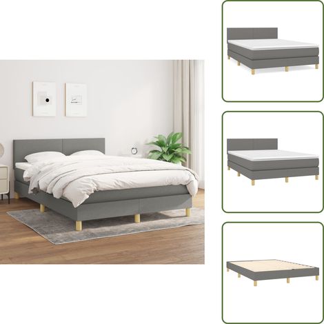 Boxspringbett mit Matratze Dunkelgrau 140x200 cm Stoff - Boxspringbett - Doppelbett - Bettenrahmen - Matratze - Nachttisch (1/5)
