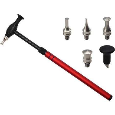 1 marteau télescopique, 5 embouts interchangeables, alliage d'aluminium et fibre de carbone, 370-565 mm, pour carrosserie et bricolage (1/5)