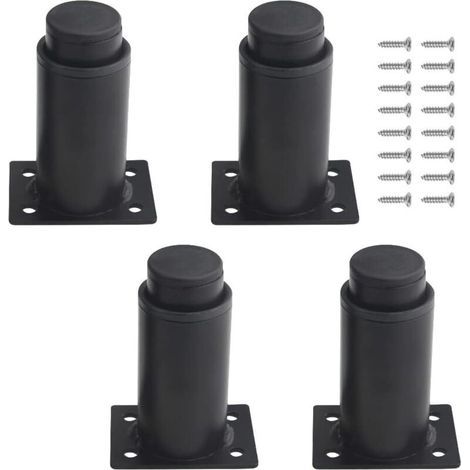 (8 a 12 cm, negro) Juego de 4 patas ajustables para muebles, fabricadas en metal resistente, para mesas, camas y sofás. (1/5)
