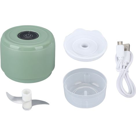Hachoir à ail électrique mini sans fil, étanche et portable, idéal pour les oignons et le gingembre, pour le camping. Capacité de 100 ml, chargement USB 5 V, vert. (1/5)