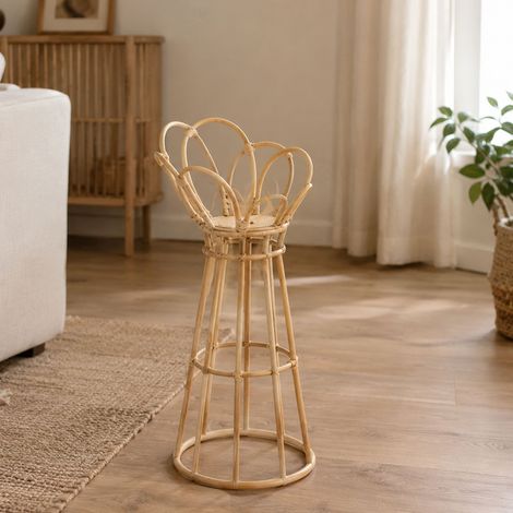 Vase Dalotami, Porte-pot Finitions en Rotin, Structure Plastique, Teinte Chêne, Marron Chêne (1/5)