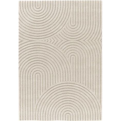 Tappeto per soggiorno e camera da letto 80x150 beige rettangolo intrecciato motivo semplice RIVIERA 1
