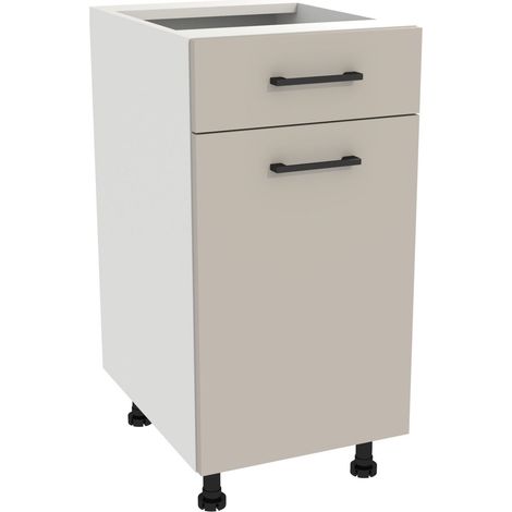 Küchenschrank mit Schublade, Super Slim 40, Capri-Weiß, Front Kaschmir Matt (1/5)