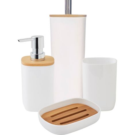 Set salle de bain 4 pièces uni en bambou (1/5)