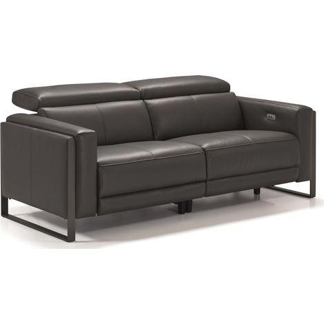 Les Tendances – Canapé relax 1 place en cuir marron noisette – Mécanisme électrique avec têtière réglable – Dimensions L:103cm x H:103cm x P:80cm