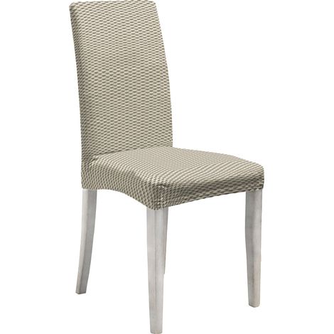 Set 2 Coprisedie con Schienale Elasticizzati in Poliestere Fashion Panna (1/2)