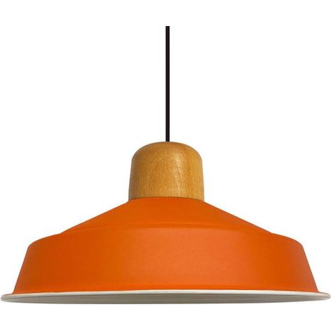 Suspension Industrielle en Métal Orange Peint à la Main – Lustre Vintage E27 Ø41 cm pour Salon (1/5)