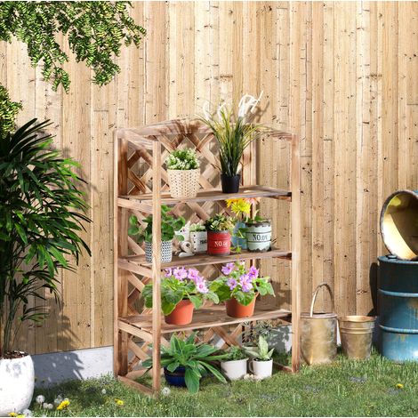Mueble para plantas de 3 niveles en madera natural OKMYHOME (1/4)