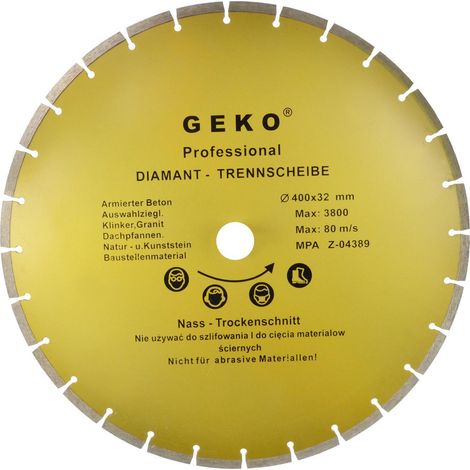 Geko Disco de diamante profesional 400 mm corte materiales duros