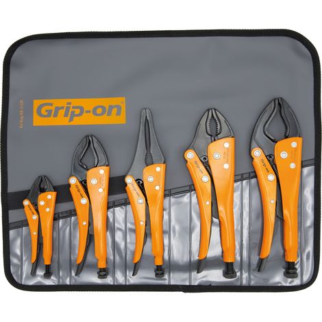 Jeu de pinces GRIP-ON à usage général + 5 pièces + sac de rangement.