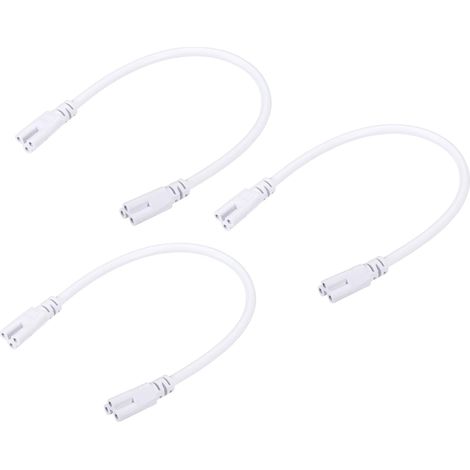 3 pcs T5 T8 LED Tube Connecteur Rond Câble, Extensible Cordon avec Double Fin Connecter éclairage Tubes, pour LED Intégré Tubes (Blanc, 0.98-Pieds) (1/5)