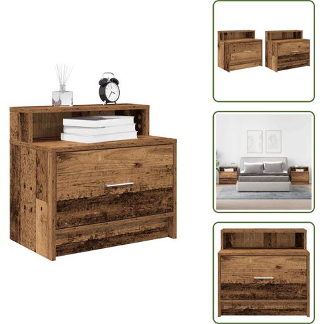 Nachttische mit Schubladen 2 Stk. Altholz-Optik 51x31x47 cm - Nachttisch - Nachttische - Nachtschrank - Nachtkonsole (1/5)