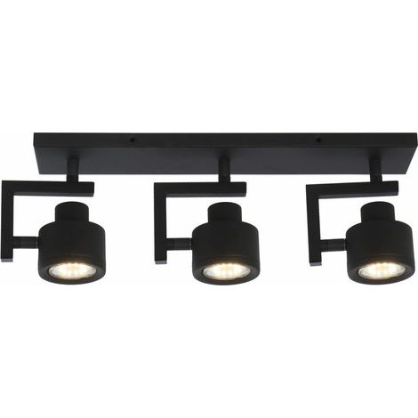 Faretto soffitto 3 luci nero orientabile Alenis 2 GU10