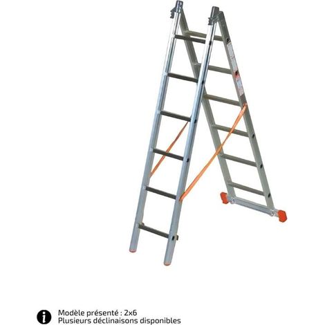 F.A.C.A.L. S.R.L. - Échelle transformable aluminium 2 plans Génia – Longueur 3 à 6 m - Longueur déployée 3,22 m