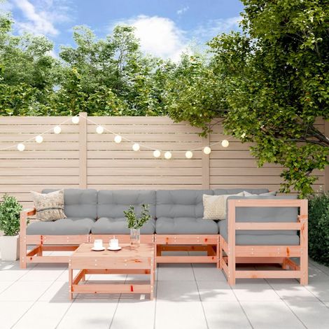 6-tlg. Garten-Lounge-Set mit Kissen Massivholz Douglasie