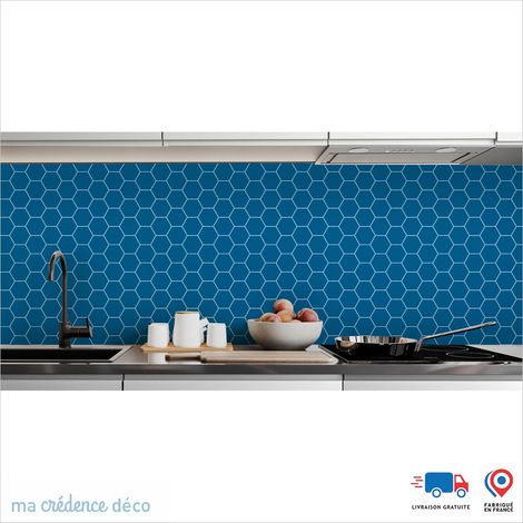 Crédence : Hexagones 2 - Couleur Bleu signal - Alu composite - 120 - 60 (1/3)