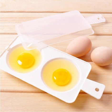 Cuiseur à œufs double en plastique pour micro-ondes, cuiseur vapeur pour micro-ondes, accessoire de cuisine (1/5)