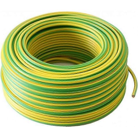 Câble de terre vert-jaune de 30 m, fil de cuivre flexible 6 mm² H07VK pour la mise à la terre de panneaux photovoltaïques (1/5)