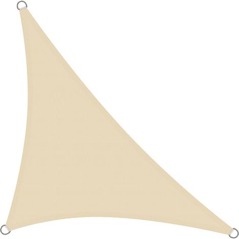 Voile d’ombrage Triangulaire 3x3x4.3 m - Toile Ombrage Extérieur Triangle HDPE Respirant (185g/m²) Voile Ombrage avec 98% de Protection UV pour Patio Jardin Pergola, Crème (1/5)