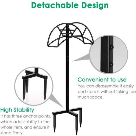 Support de tuyau d'arrosage Support de tuyau d'arrosage amovible en métal Support de tuyau Support de tuyau robuste Support de tuyau de rangement de tuyau d'arrosage autoportant pour jardin extérieur, (1/4)