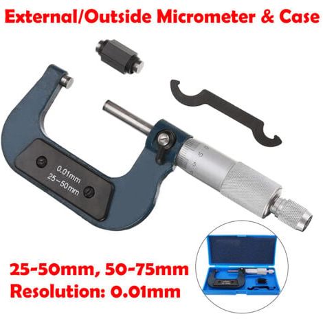25-50 mm Métrique externe / Micromètre extérieur, mesure et boîtier (1/5)