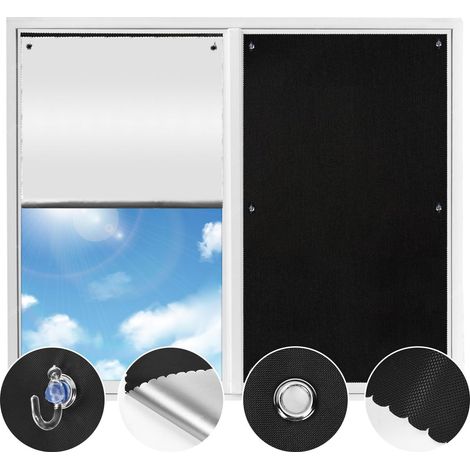 Store occultant pour fenêtre de Toit - 96 x 100 cm, en Tissu Oxford 300D Imperméable, sans Percage avec 8 Ventouse, Protection Solaire (1/5)