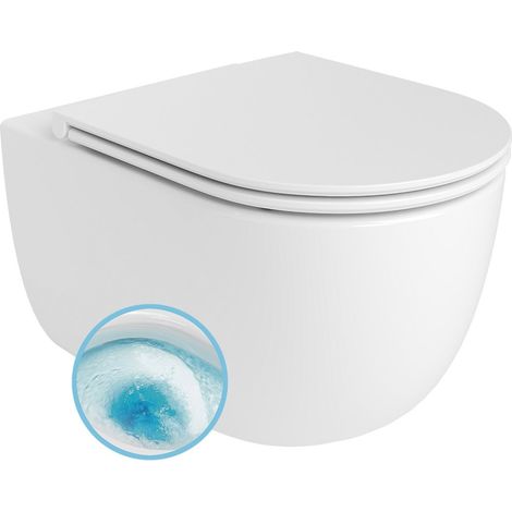 Cuvette de WC suspendue GLANZ, Vortex Rimless, 36x52,5cm, blanc (1/4)