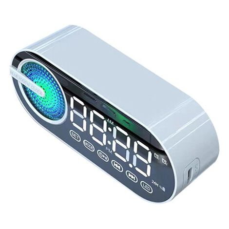 Bluetooth-Stereo-Wecker mit großem Display, USB-aufladbar, RGB-Beleuchtung, tragbar, für Schlafzimmer und Büro, mit Spiegel und Stummfunktion (1/5)