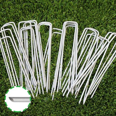 Agrafes Jardin U 50pcs - Acier Galvanisé 10cm, Anti-Rouille, Fixation Gazon, Bâche, Clôture, Tente (1/5)