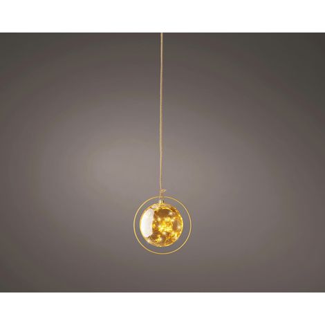 Lumineo LED Kugelhänger batteriebetrieben mit Timer Glas Ø 20 cm warmweiß amber Dekofigur