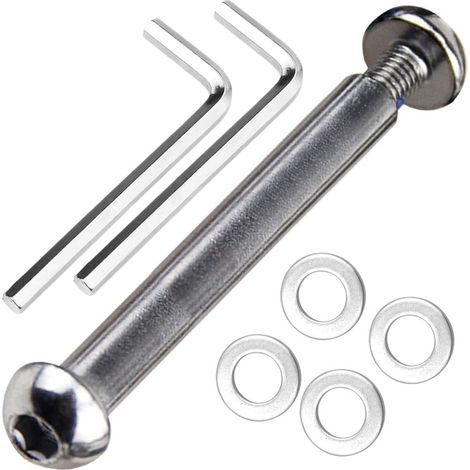 Boulon d'essieu Avant et arrière M8 8 mm x 28 mm-86 mm en Acier Carbone de qualité 8.8 pour Trottinette Freestyle, Adolescent/Adulte, capacité de 800 kg (1/3)