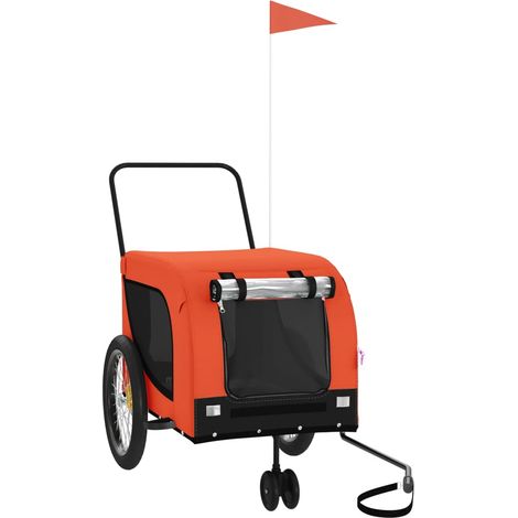 Remorque de vélo pour animaux de compagnie orange et noir CFW18738 (1/5)